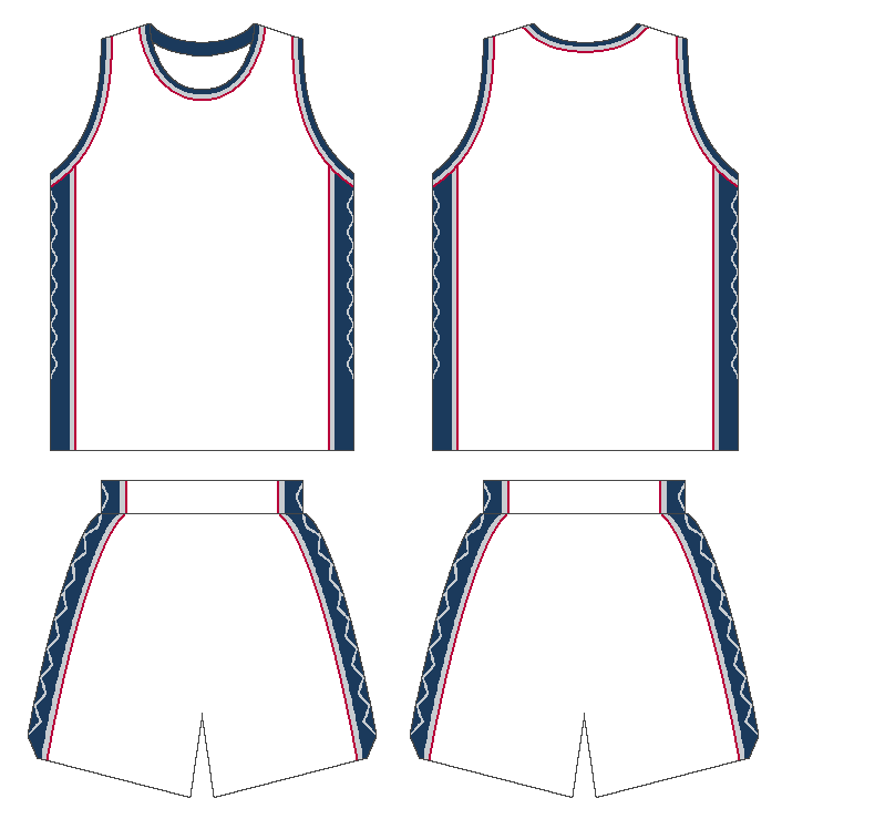 The Front And Back Views Of A Basketball Uniform With Two Sides Facing