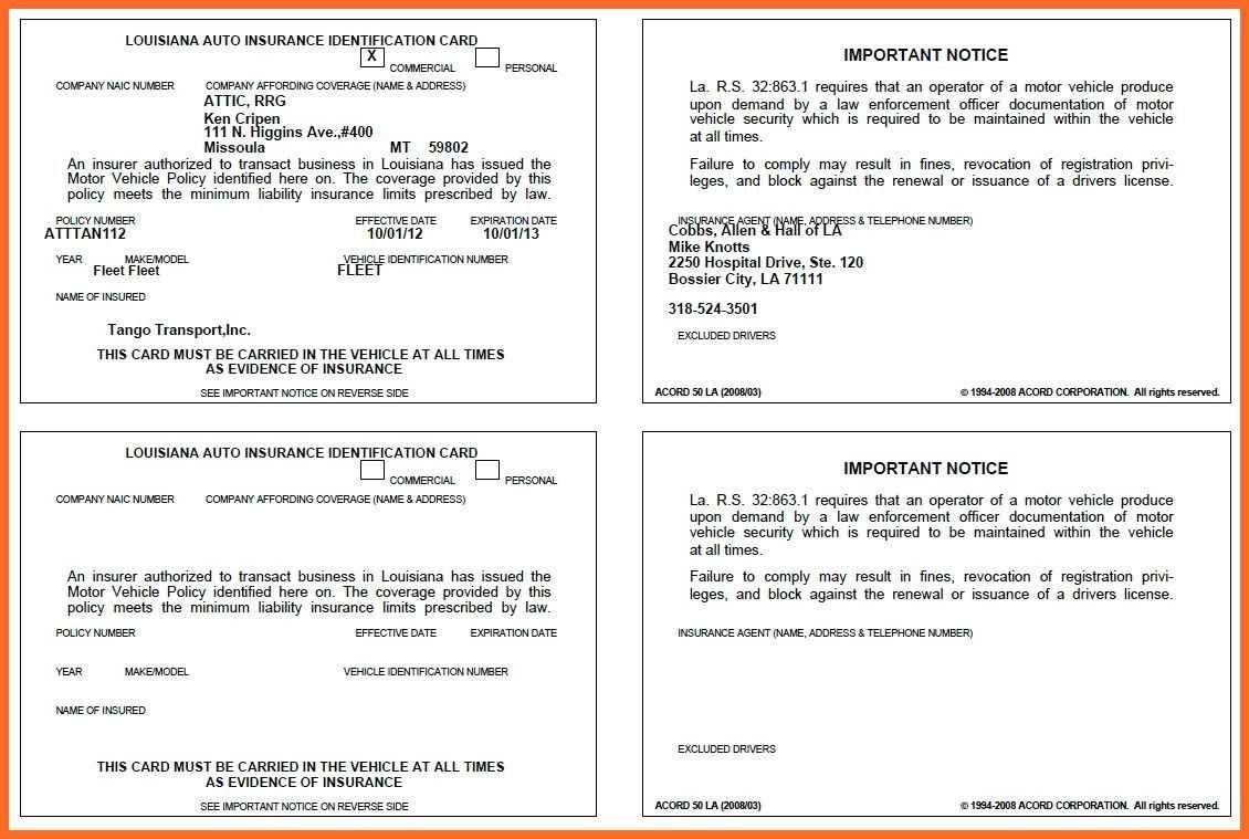 The Marvellous 008 Auto Insurance Card Template Pdf Ideas Progressive