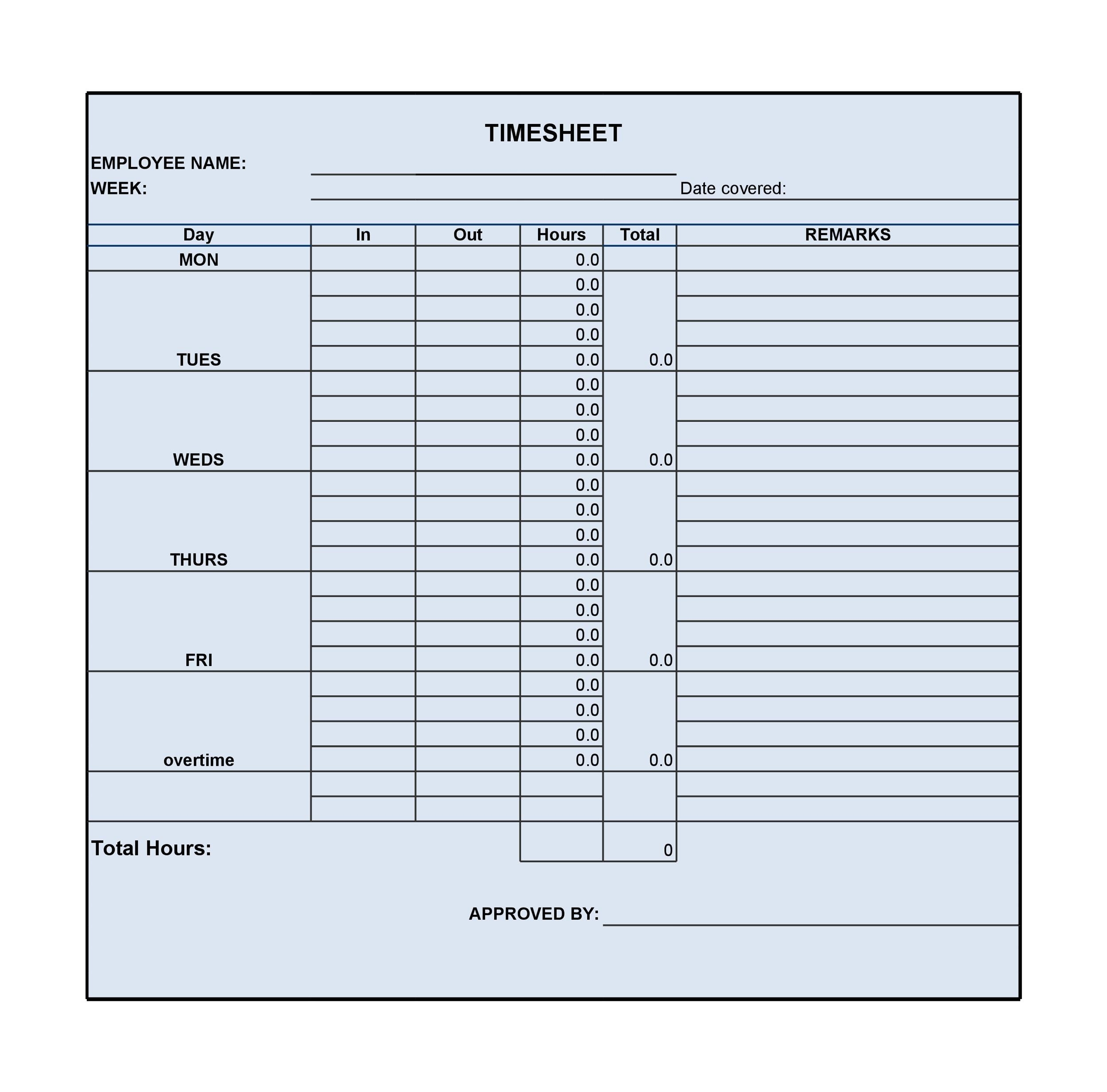 Blank Time Card Templates