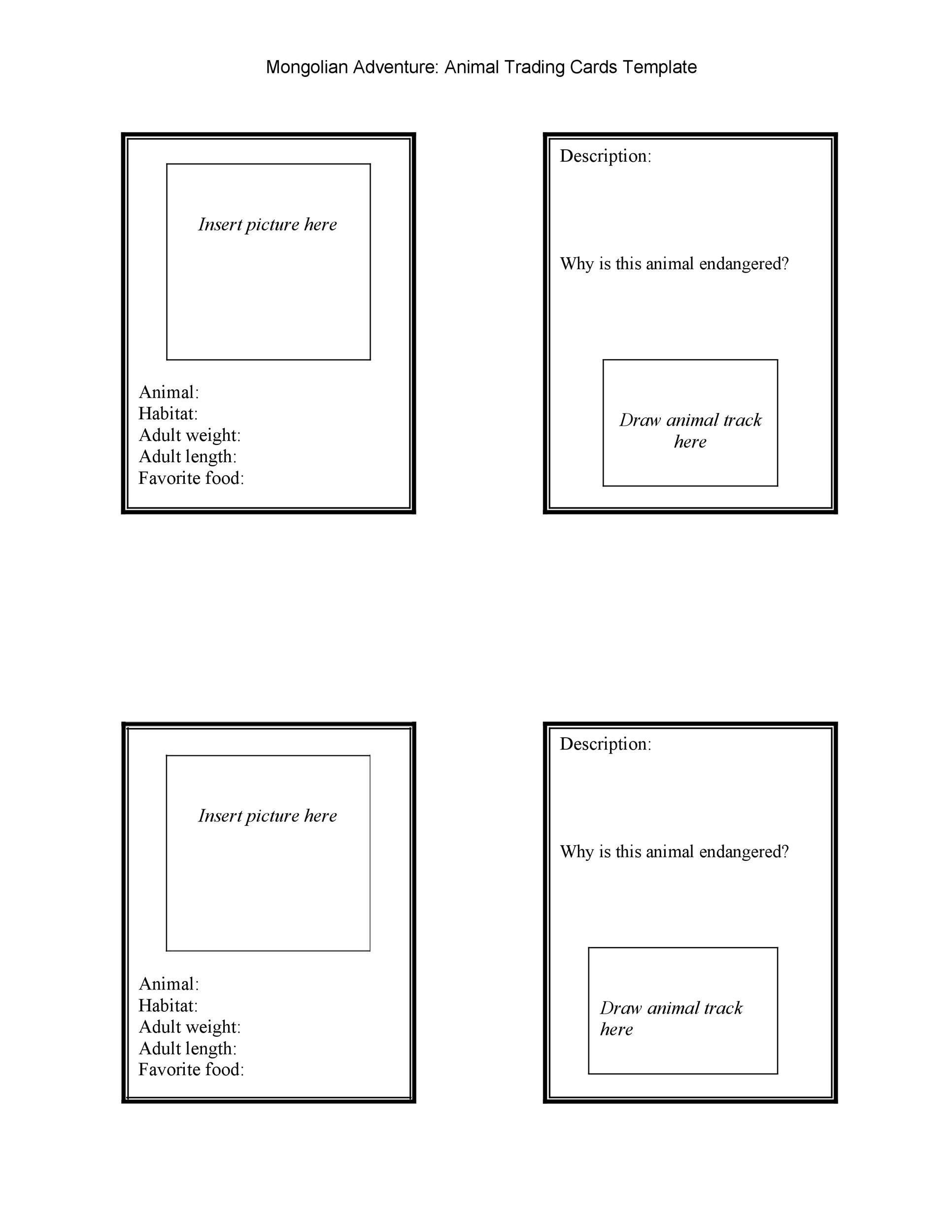 Trading Cards Template Word