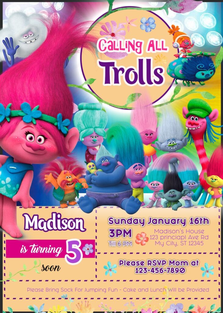 Trolls Movie Birthday Invitation Http Oscarsitosroom Product