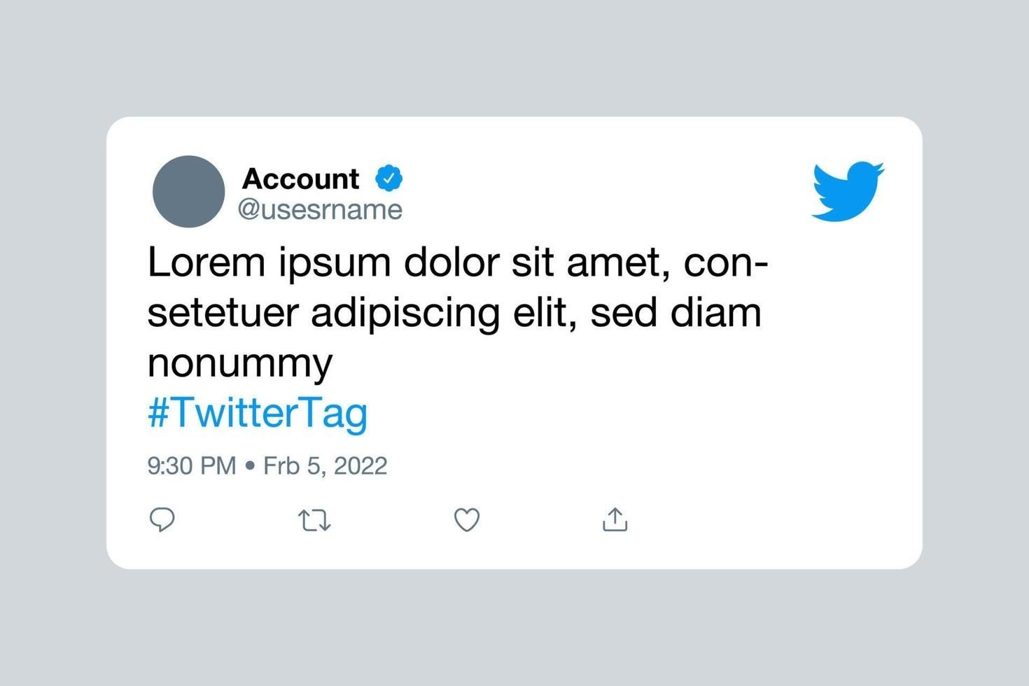 Twitter Tweet Post Template Editable Vector Twitter Template Social