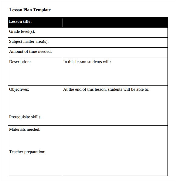 University Lesson Plan Template