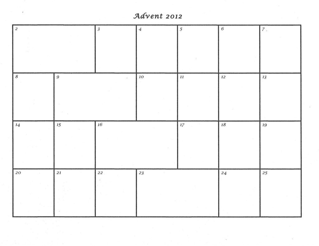 Advent Calendar Blank Templates