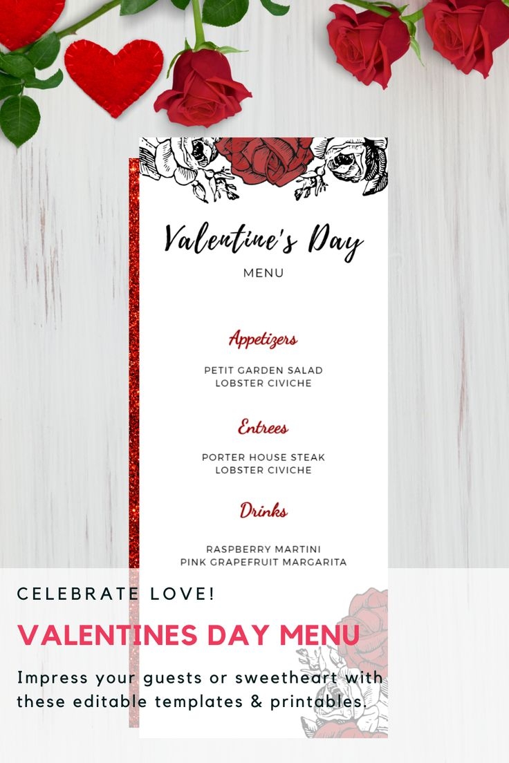 Blank Valentine'S Day Menu Templates