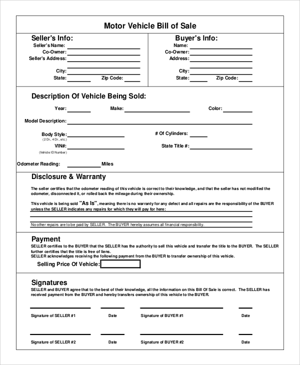 Vehicle Bill Of Sale Sample Letter Vrogue Co