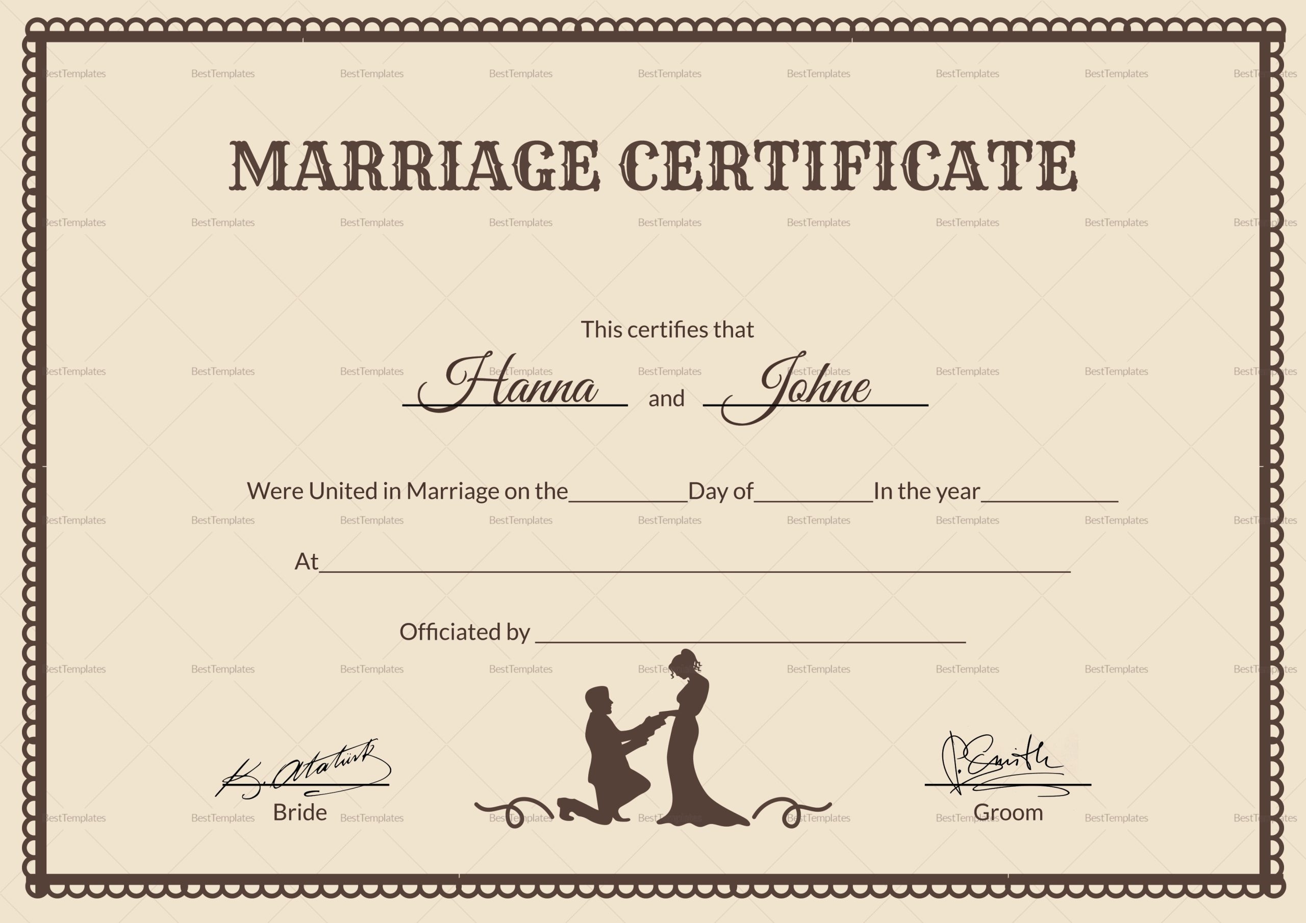Vintage Marriage Certificate Design Template In PSD Word