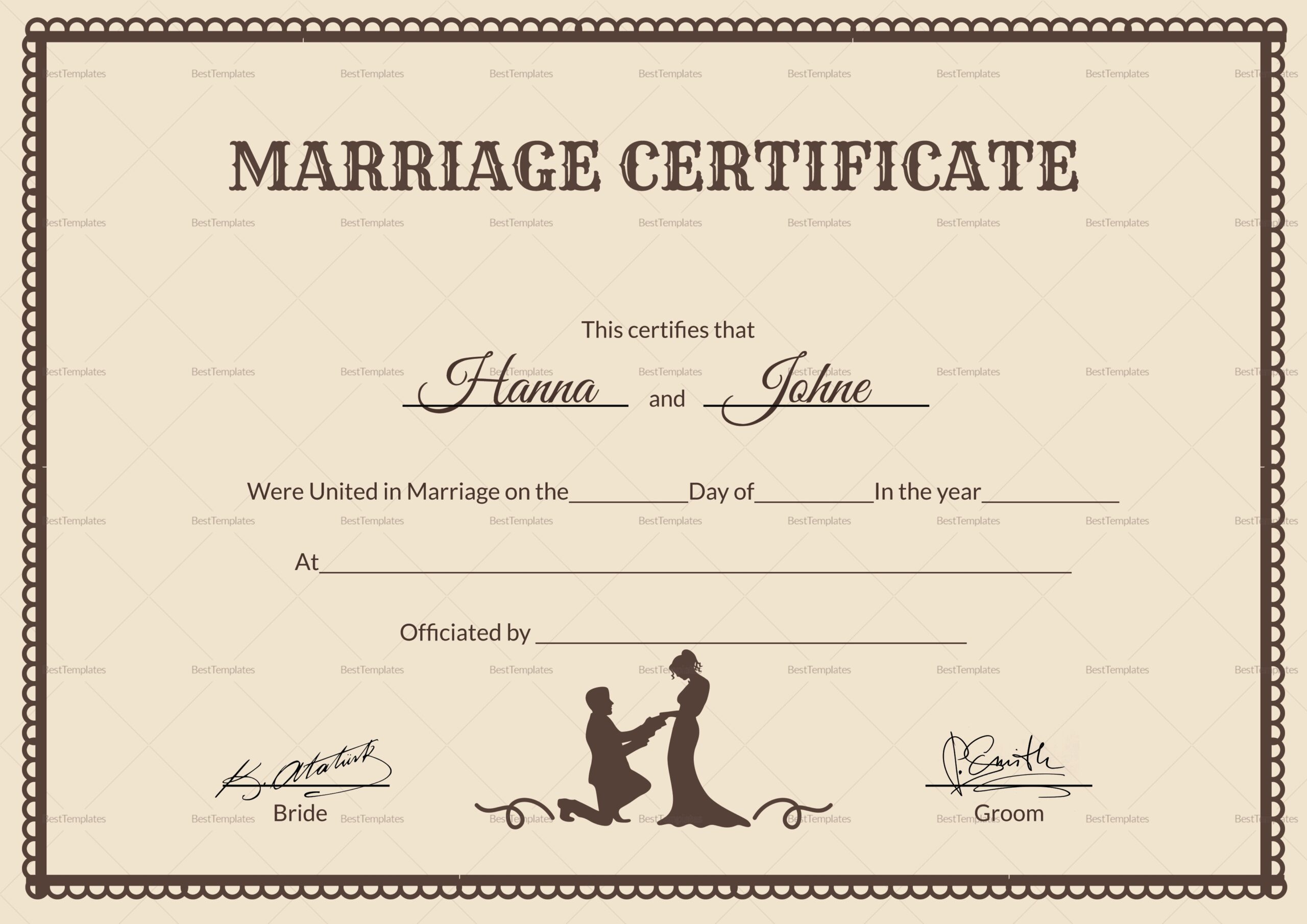 Vintage Marriage Certificate Design Template In PSD Word
