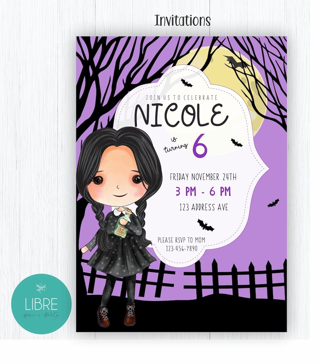 Wednesday Digital And Printable Invitation Wednesday Addams Etsy En