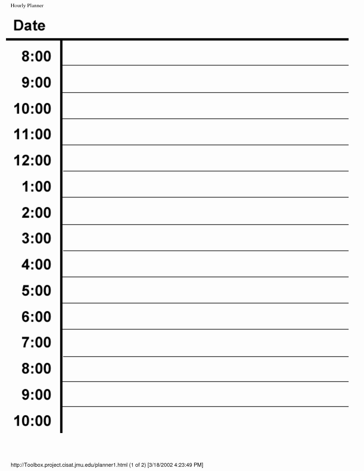 Weekly Hourly Schedule Template Awesome 9 Best Of Hourly Day Planner