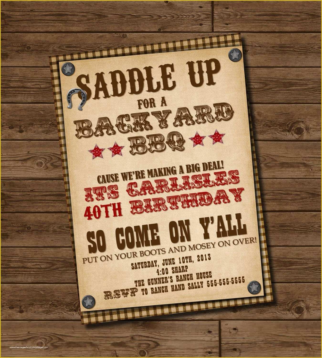 Western Themed Invitations Templates Free Of Western Party Invitations