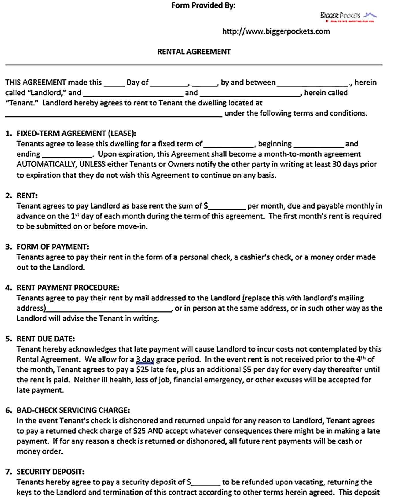 What Is A Blank Lease Agreement Free Sample Example Format