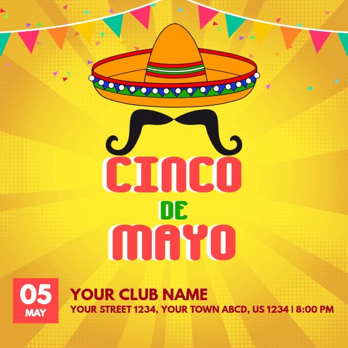 Yellow Cinco De Mayo Template Cinco De Mayo Flyer Party Flyer